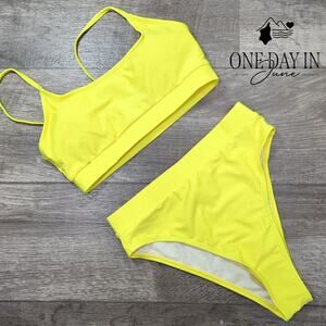 Aleumdr High Cut Crop Bikini Swimsuit Size S